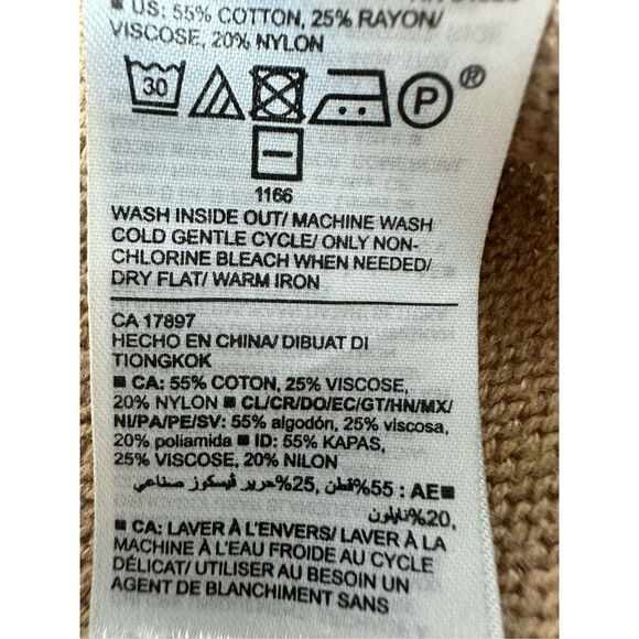 Old Navy Womens Cotton Blend Sweater Tan Long Sleeve V Neck Knit Sz L See Notes - Picture 10 of 12